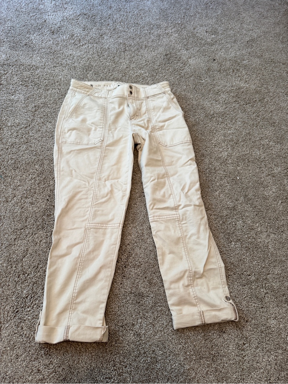 White House Black Market Beige Boyfriend Utility Jeans Size 2S